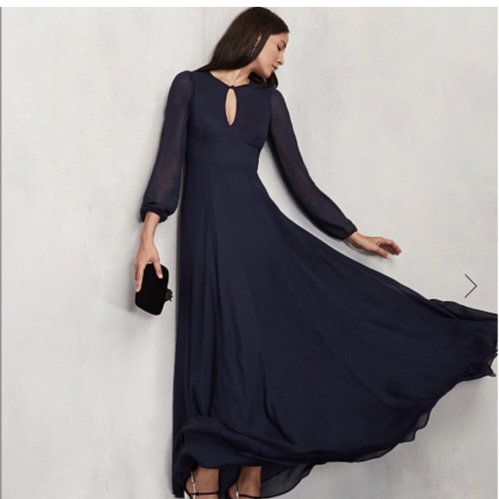 Reformation Amalia navy long sleeve dress
